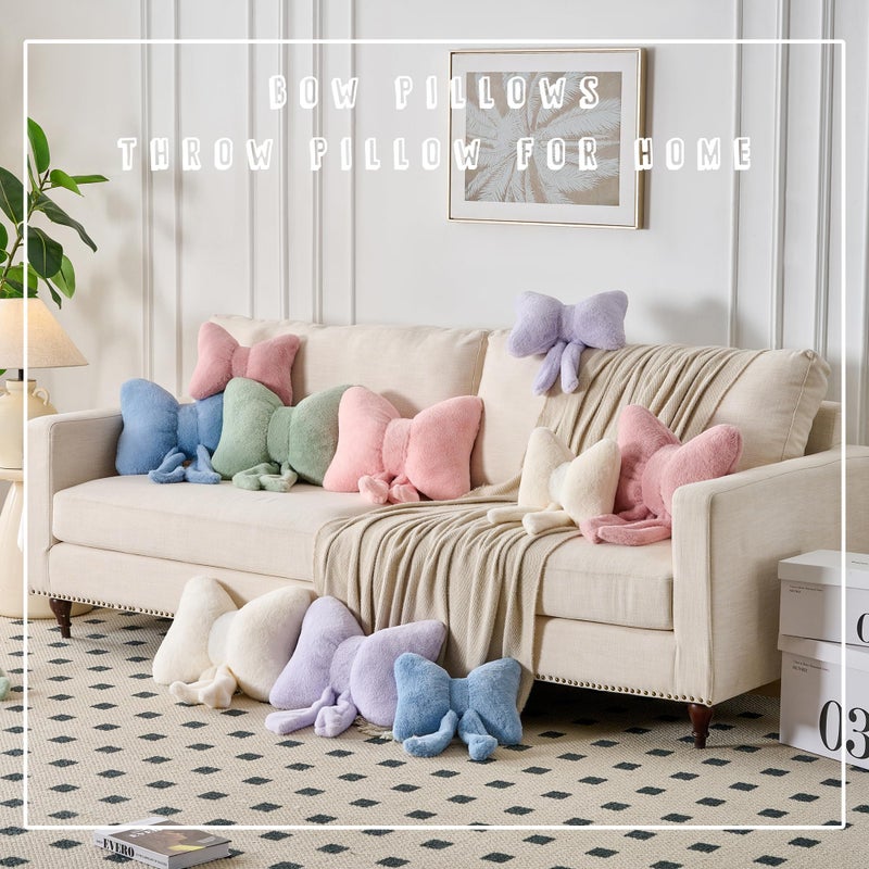 XIAIJIA Bowknot Throw Pillows Bow Decorative Pillow Aesthetic Home Decor Knot Plush Pillows Soft Seat Cushions Cute Throw Pillow for Couch Bow Room Decor - Image 5