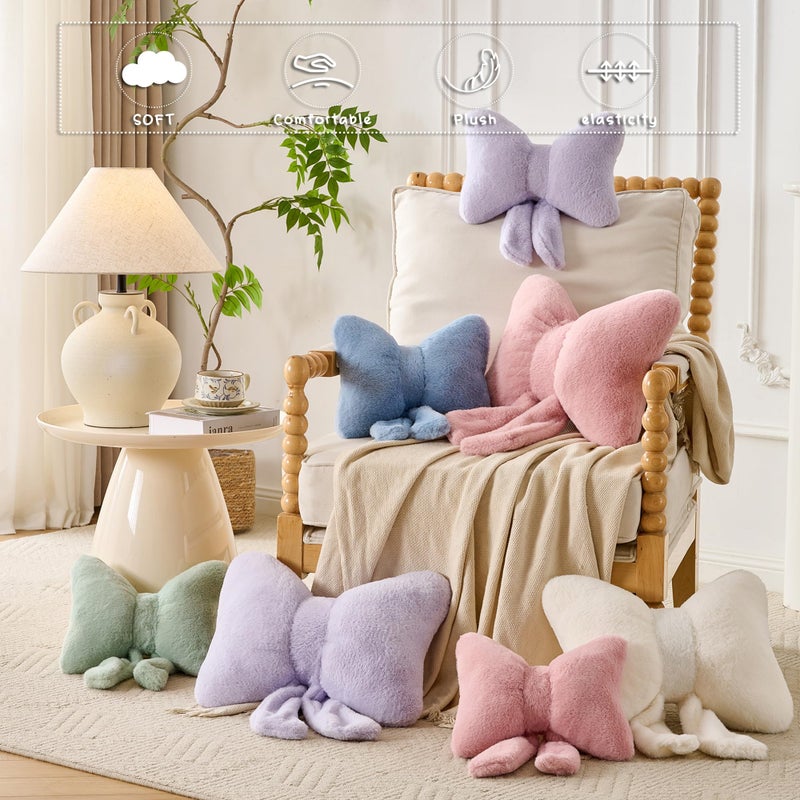XIAIJIA Bowknot Throw Pillows Bow Decorative Pillow Aesthetic Home Decor Knot Plush Pillows Soft Seat Cushions Cute Throw Pillow for Couch Bow Room Decor - Image 2