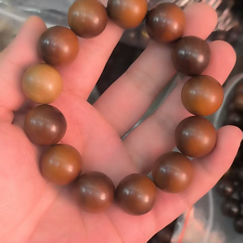 Natural Lightning-Struck Jujube Wood Handmade Bead Bracelet with Full Lightning Marks