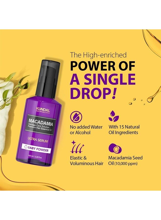 KUNDAL Macadamia Damage Care Solution Premium Hair Essential Oil Ultra Serum White Musk 3.38 fl.oz./100ml - Image 1