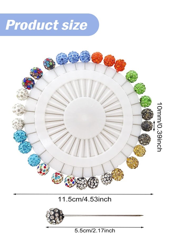 سويت لايف 30 قطعة من دبابيس الحجاب مع أغطية أمان - دبابيس وشاح الحجاب الإسلامي على شكل كرة من أحجار الراين الكريستالية الملونة - Image 2