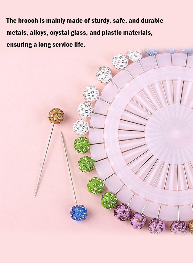 سويت لايف 30 قطعة من دبابيس الحجاب مع أغطية أمان - دبابيس وشاح الحجاب الإسلامي على شكل كرة من أحجار الراين الكريستالية الملونة - Image 4