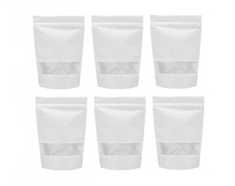 Deera Deera Ziplock Standee Pouch Resealable Polyester Bags Capacity Perfect for Packaging Storage and More White135mm x 220mmPack of 50  - Image 1