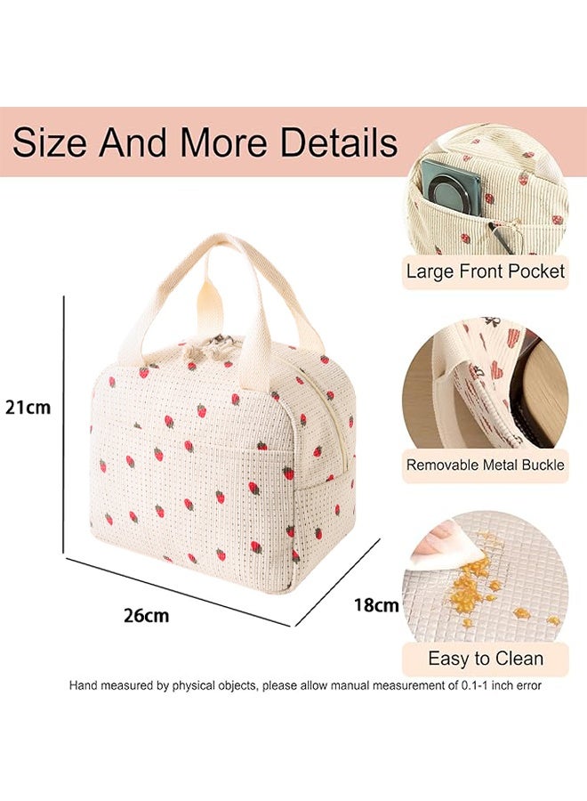 LENND Insulated Lunch Box Bag, Large Capacity Corduroy Lunch Tote Bags, Leakproof Cooler Lunch Case for Travel Work Picnic, 26 x 18x 21 cm - Image 2