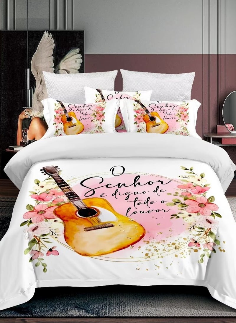 Duoduo home طقم أغطية السرير ، طقم غطاء لحاف بحجم مفرد ، 4 قطع مع غطاء لحاف 160×210 سم + 1 ملاءة مشدودة + 2 غطاء وسادة ، طقم غطاء لحاف