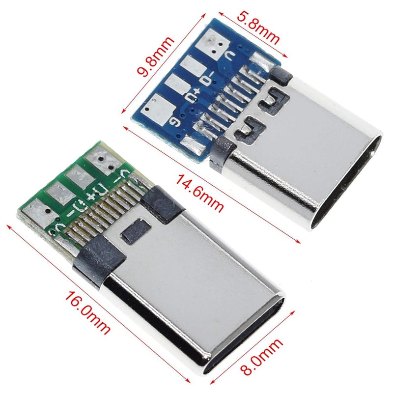 انمبست 10 قطع موصل USB 3.1 من النوع C 24 دبوس ذكر وأنثى مقبس محول لتلحيم الأسلاك والكابلات لوحة PCB 24P وحدة دعم - Image 4