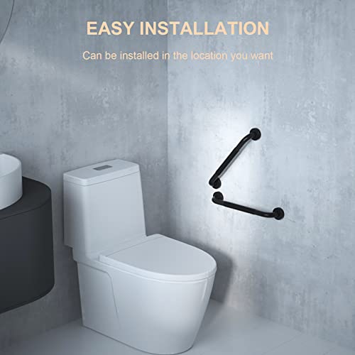 ZUEXT 16 Inch Black Shower Grab Bar w/Anti Slip Rubber Grip, ZUEXT Stainless Steel Bath Grab Bar, Bathroom Balance Bar, Wall Mount Safety Handrail Support, Handicap Injury Elderly Senior Assist Handle - Image 4