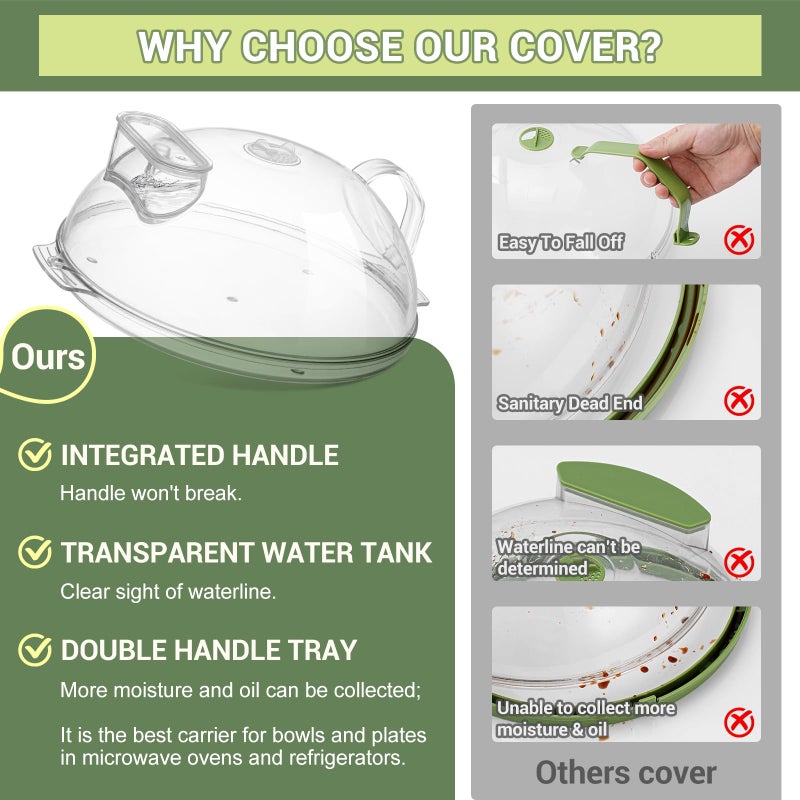 WENWELL Microwave Splatter Cover with Water Steamer,Protect Food Splashes,Dish Bowl Plate Serving Lid with Handle,BPA-Free,Clear Safe Plastic,Microwave Cover for Food,10 Inch - Image 5
