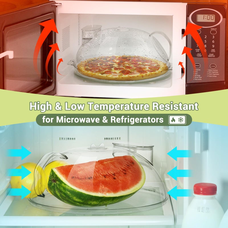 WENWELL Microwave Splatter Cover with Water Steamer,Protect Food Splashes,Dish Bowl Plate Serving Lid with Handle,BPA-Free,Clear Safe Plastic,Microwave Cover for Food,10 Inch - Image 2