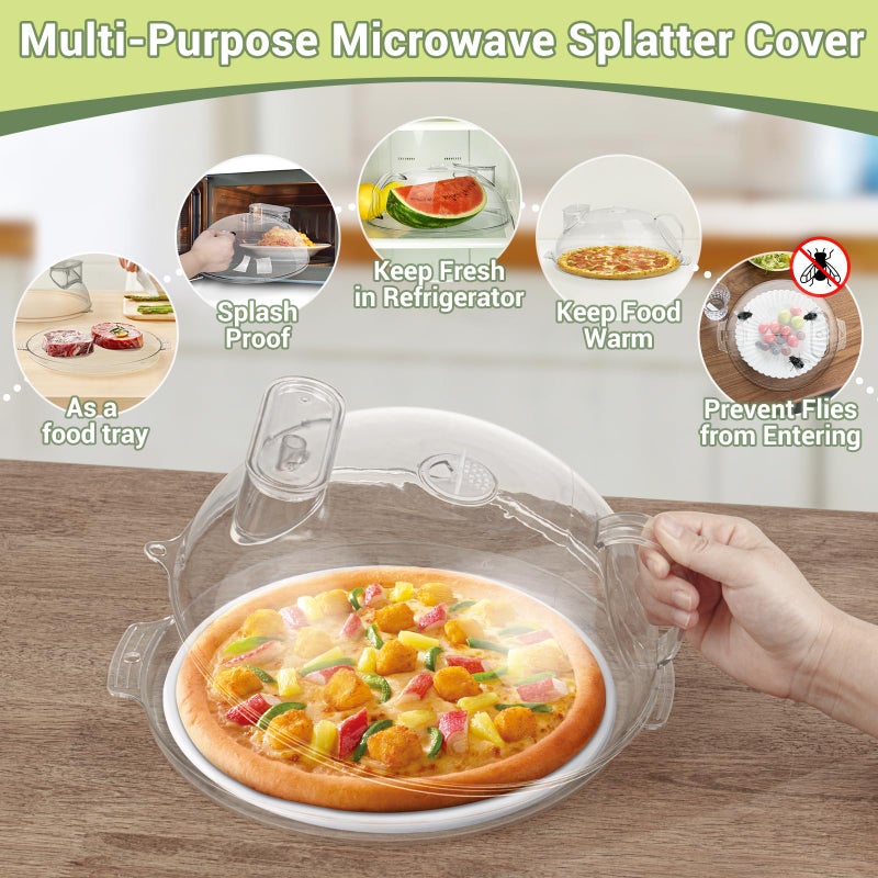 WENWELL Microwave Splatter Cover with Water Steamer,Protect Food Splashes,Dish Bowl Plate Serving Lid with Handle,BPA-Free,Clear Safe Plastic,Microwave Cover for Food,10 Inch - Image 4