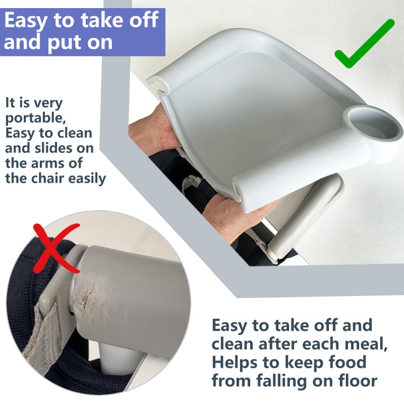 Failun Silicone Baby Dining Tray Compatible with Inglesina Fast Table Chair & Other Hook-On High Chairs,Portable Clip-On Fast Table Chair Baby Tray, Dishwasher Safe & BPA Free (Upgraded Gray) - Image 3
