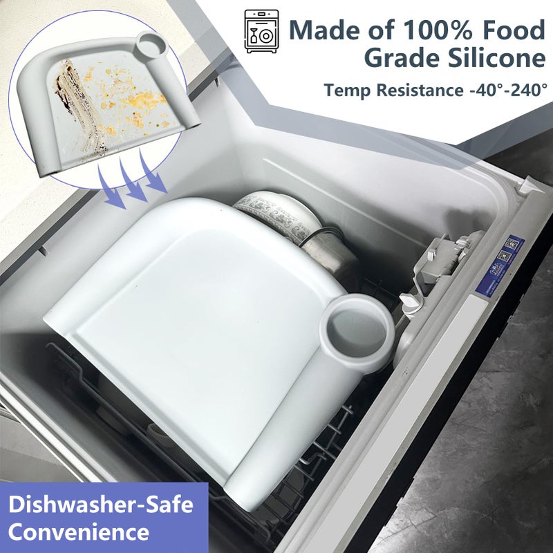 Failun Silicone Baby Dining Tray Compatible with Inglesina Fast Table Chair & Other Hook-On High Chairs,Portable Clip-On Fast Table Chair Baby Tray, Dishwasher Safe & BPA Free (Upgraded Gray) - Image 4