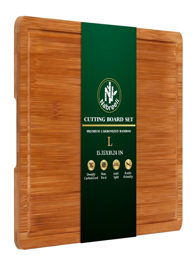 Bamboo Cutting Board Durable Wood Cutting Boards for Kitchen with Deep Juice Grooves Built-in Handles Ideal Charcuterie Chopping for Meat, Vegetables and Fruits Ideal Kitchen Gifts(L)