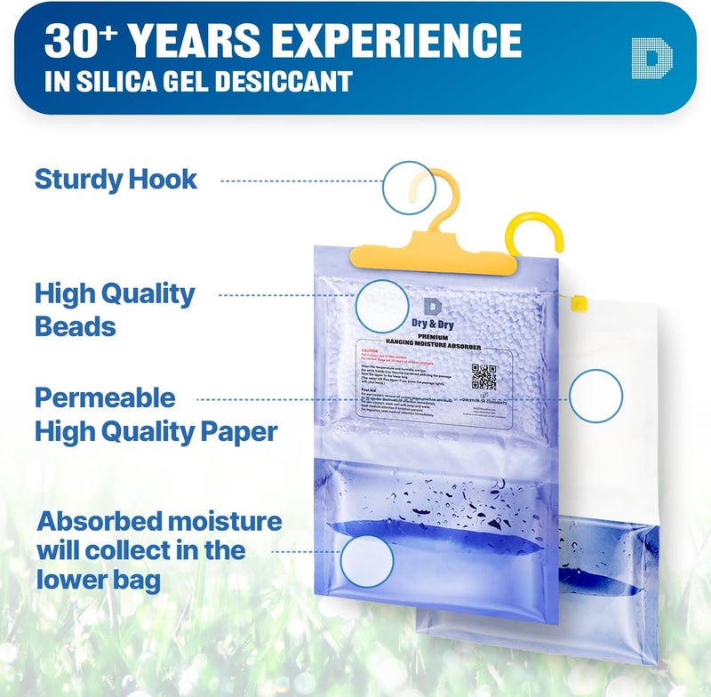 DRYDRY 14 Packs [Net 7 Oz/Pack] Moisture Absorbers Dehumidifiers for Home Dehumidifier for Basement, Bedroom - Dehumidifiers Moisture Absorbers - Image 4