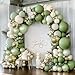 Pinbra Green White Balloon Garland Double Stuffed Sage Green Gold Pearl White Balloons Arch Kit Dusty Pastel Cream Sand Latex for Christmas Baby Shower Birthday Engagement Party Decorations - Image 3