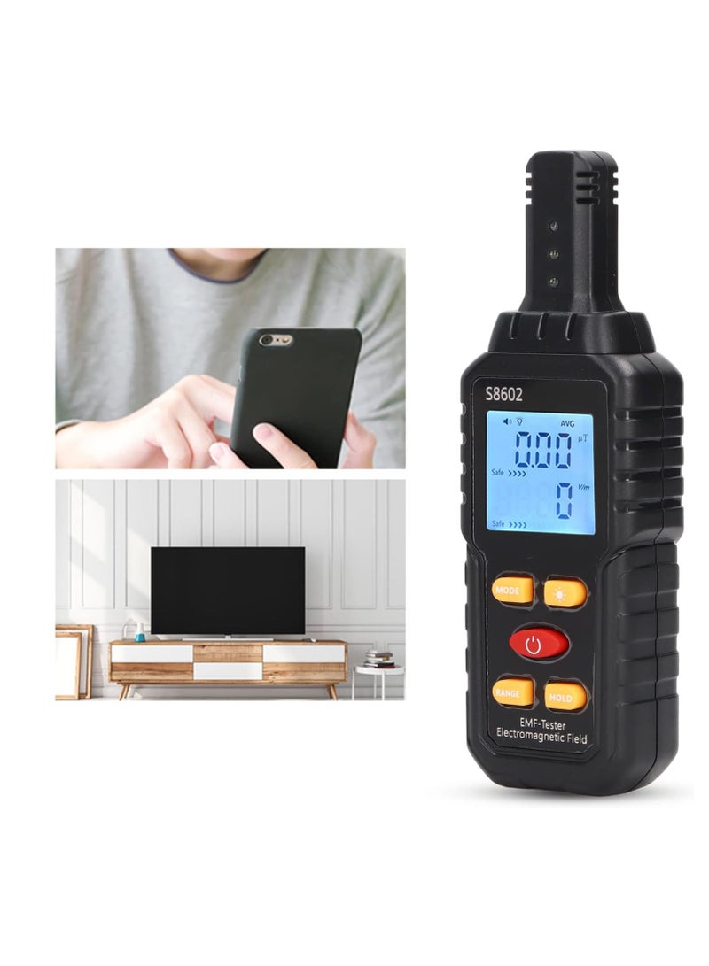 EMF Radiation Detector, S8602 Electromagnetic Field Tester, 5.98 Inch Digital EMF Meter With LCD Display, For Home Appliance Safety Evaluation, Black - Image 4