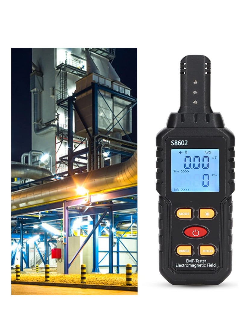 EMF Radiation Detector, S8602 Electromagnetic Field Tester, 5.98 Inch Digital EMF Meter With LCD Display, For Home Appliance Safety Evaluation, Black - Image 1