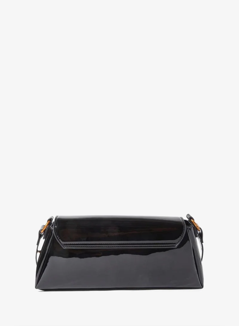 Styli Solid Shoulder Bag with Curved Flap