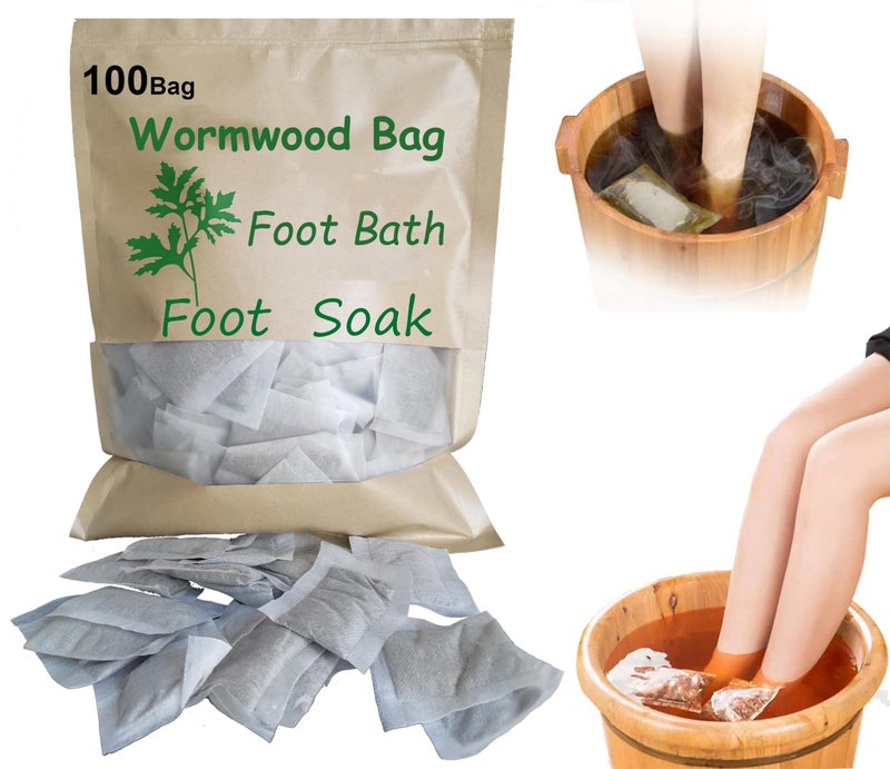 100bag Natural Mugwort Herb Foot Soak Wormwood Foot Bath Powder Spa Relax Massage