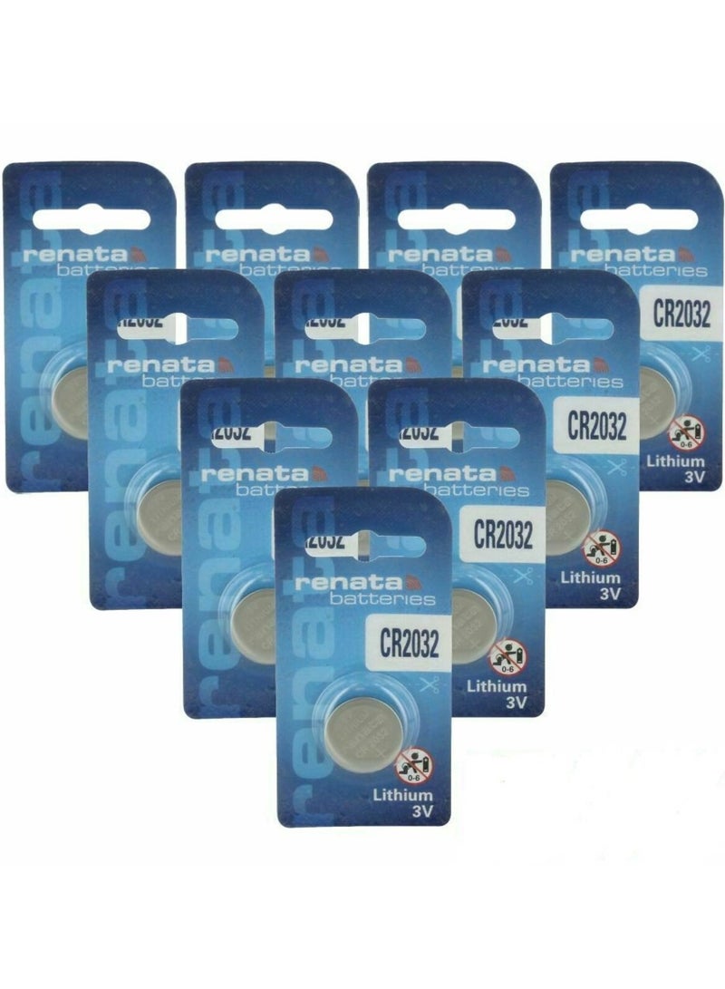 Renata 10-Pieces Renata CR2032 Lithium 3V Batteries - Image 1