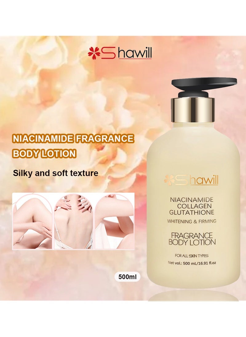 Shawill Cosmetics Damascus Rose Fragrance Niacinamide Body Lotion Care Whitens Moisturize 500ML