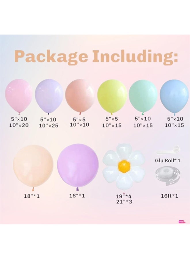 AGREON 161Pcs Daisy Party Decorations Balloon Garland Arch Kit, White Groovy Daisy Flower - Image 2