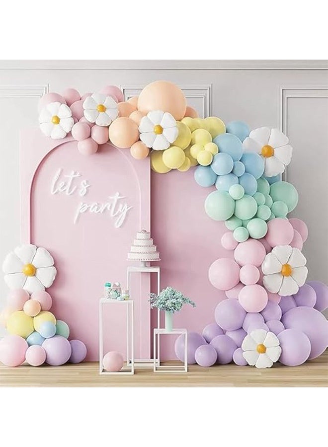 AGREON 161Pcs Daisy Party Decorations Balloon Garland Arch Kit, White Groovy Daisy Flower - Image 1
