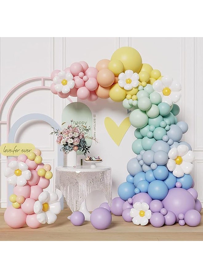 AGREON 161Pcs Daisy Party Decorations Balloon Garland Arch Kit, White Groovy Daisy Flower - Image 3