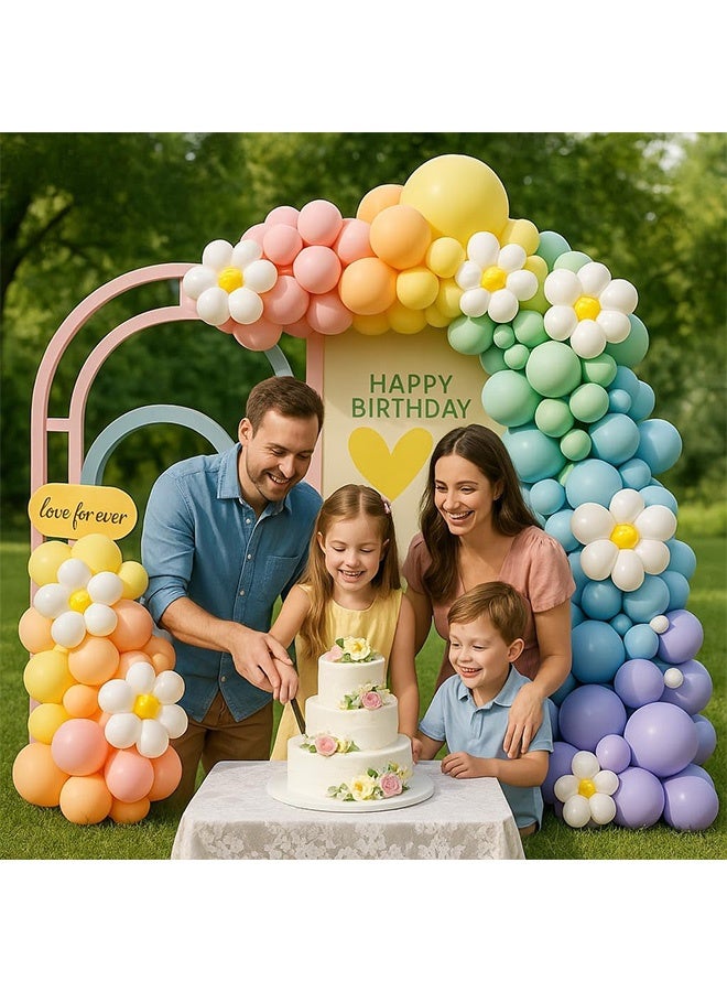 AGREON 161Pcs Daisy Party Decorations Balloon Garland Arch Kit, White Groovy Daisy Flower - Image 4