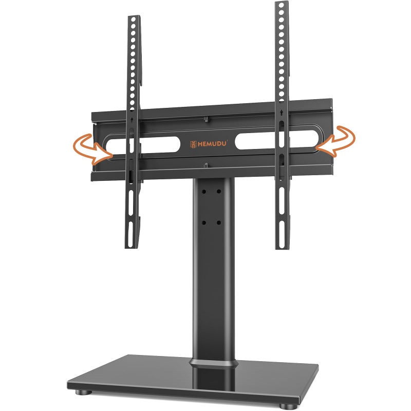 Hemudu Universal Swivel TV Stand - Table Top TV Stand for 27-60 inch LCD LED TVs - Height Adjustable TV Base Stand with Tempered Glass Base & Wire Management, VESA 400x400mm HT06B-002 - Image 1