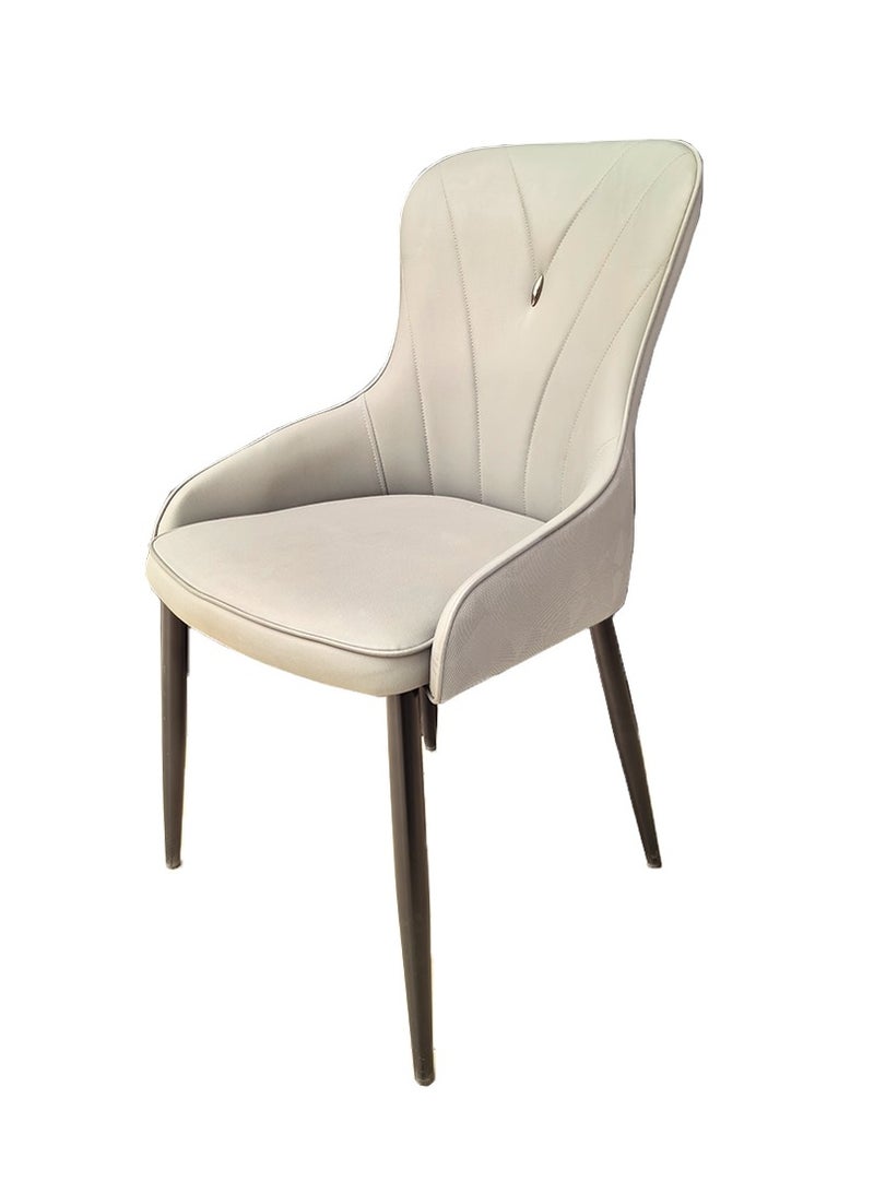 LANNY Jeffcoco Furniture PU Leather Modern Design Dining Chair, Comfortable Seat Kitchen Furniture, Beige 1 piece  - Image 1