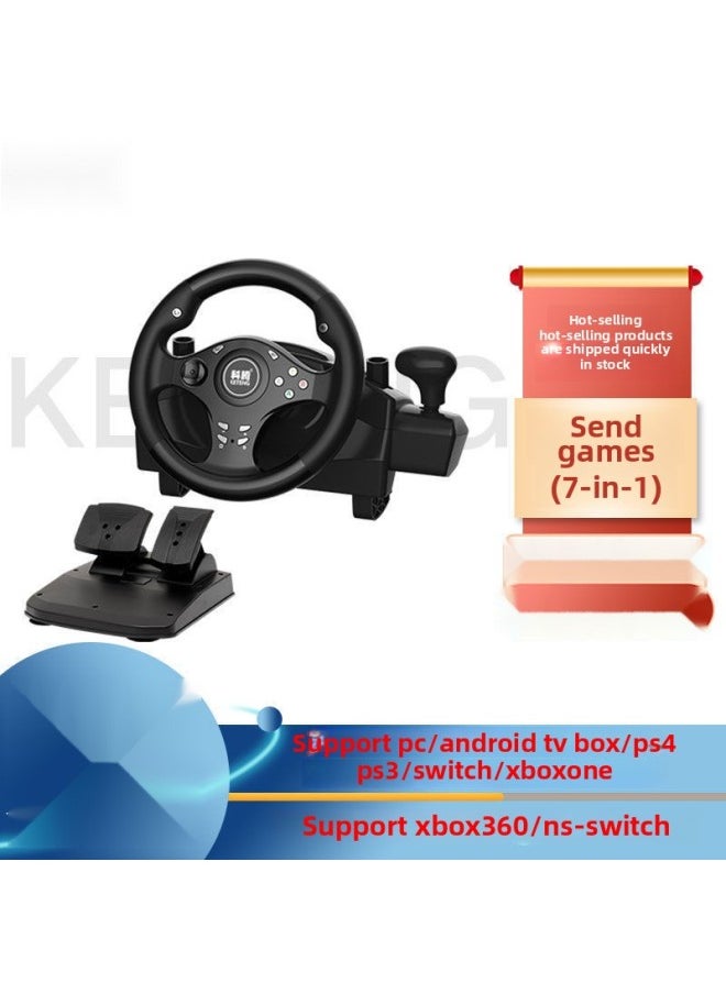 Generic Kf Computer Racing Game Steering Wheel Simulation Driver Game Machine Cool Car God Steering Wheel-Product Color:Black [7-in-1 Supports Ps4/ps3/xb  - Image 1