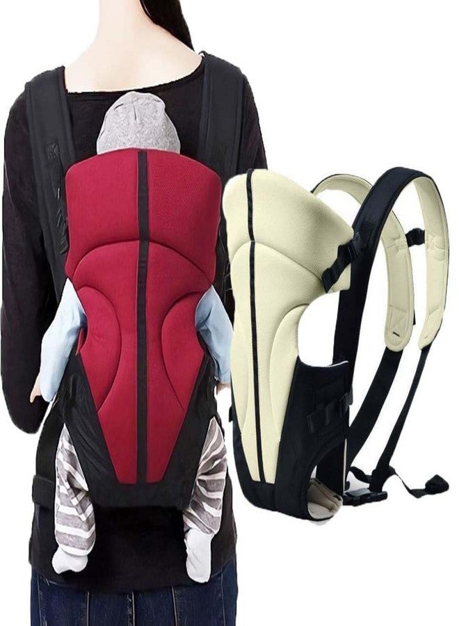 SHEMOK 4-in-1 Baby Carrier Bag - Adjustable Hands-Free Baby Carry Bag for 0 to 3 Year Baby, New Born Baby Carrier & Kangaroo Bag with Safety Belt (Black_Red-1) - Image 3