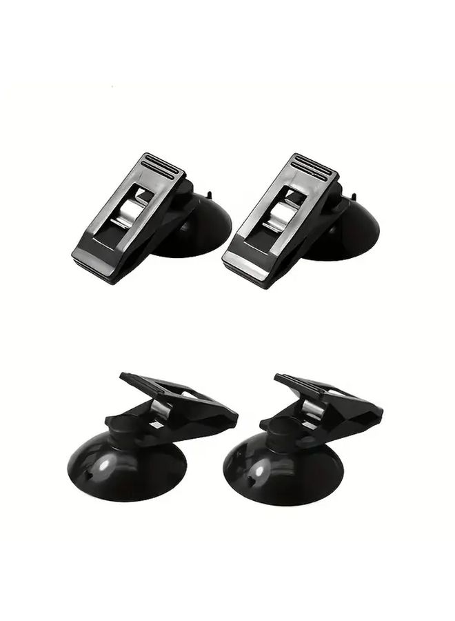 2pcs Universal Car Windshield Suction Cup Mounts Portable Car Interior Accessories With Secure Grip Sleek Black Design For Sun Visor Ticket And Document Holders - Image 1