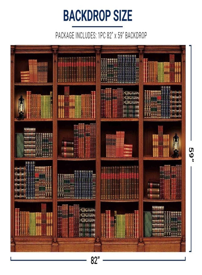 Allenjoy 7 x 5 FT Vintage Wooden Library Bookshelf Backdrop for Photography Picture Office Zoom Meeting Video Call Conference Graduation Party Supplies Decoration Photoshoot Photo Banner Background - Image 3