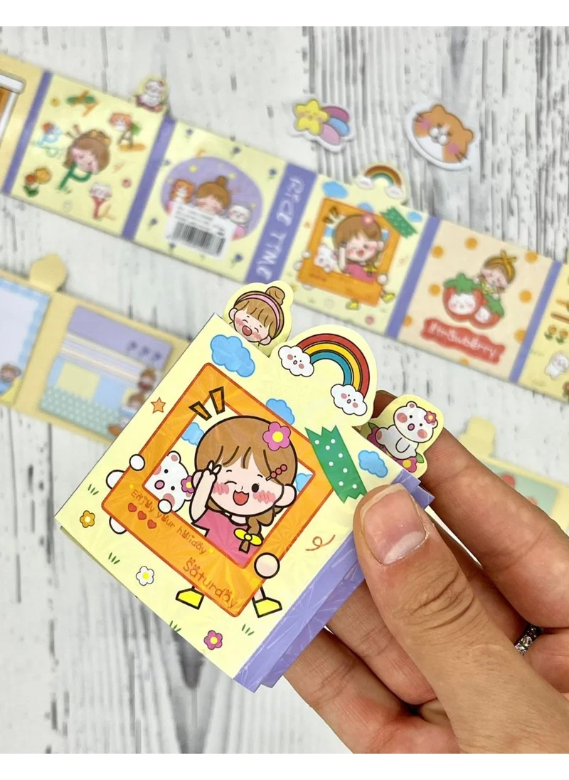Kağıt Gemi Dükkan Paper Ship Shop Cute Girl and Teddy Bear on Vacation Post-It / Sticky Note / Index