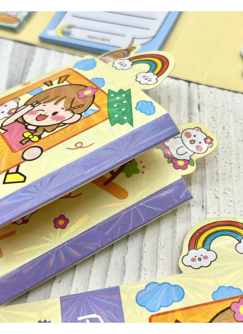Kağıt Gemi Dükkan Paper Ship Shop Cute Girl and Teddy Bear on Vacation Post-It / Sticky Note / Index