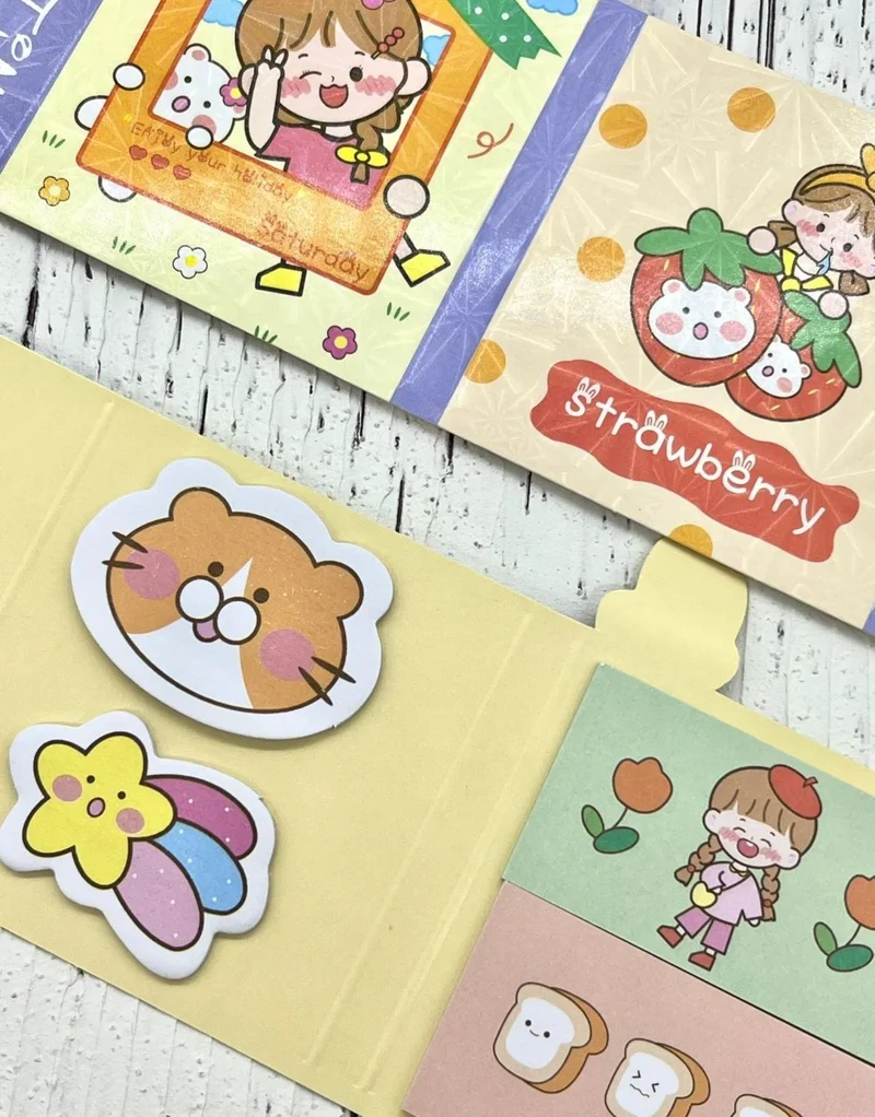 كاغيت جيمي دوكان Paper Ship Shop Cute Girl and Teddy Bear on Vacation Post-It / Sticky Note / Index
