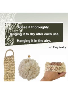 PPHAO BASIC PPHAO - Natural Loofah - Organic Loofah Sponge with handle - Bath Scrubber for Body - Natural Exfoliating Scrubs for Women and Men - Sisal and Ramie Fiber Bath Kits - 3 Pack  - Image 3