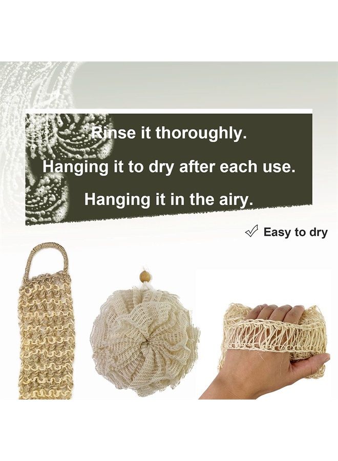 PPHAO BASIC PPHAO - Natural Loofah - Organic Loofah Sponge with handle - Bath Scrubber for Body - Natural Exfoliating Scrubs for Women and Men - Sisal and Ramie Fiber Bath Kits - 3 Pack - Image 3