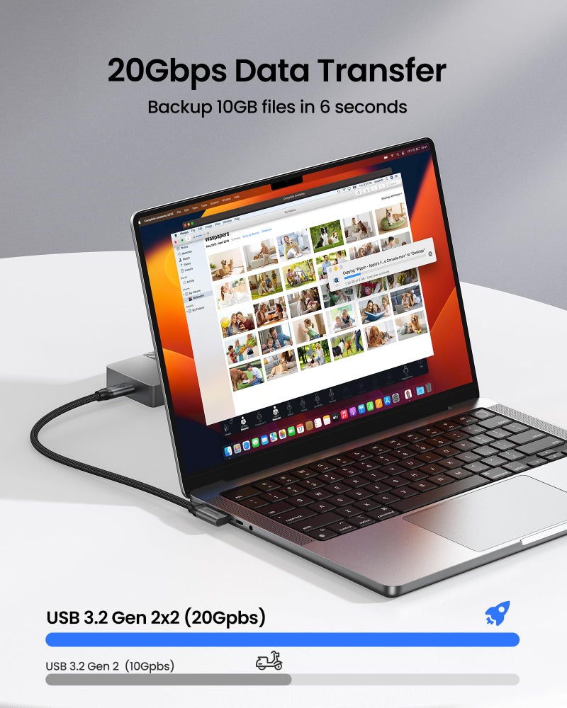 Silkland 20Gbps USB C Data Cable Right Angle, Short 1FT 90 Degree USB C 3.2 Gen 2x2 High Speed Data Transfer Cable, 5K/4K 60Hz Monitor Cable, 240W PD, Type C Data Compatible for SSD, Hub, Dock,eGPU - Image 2