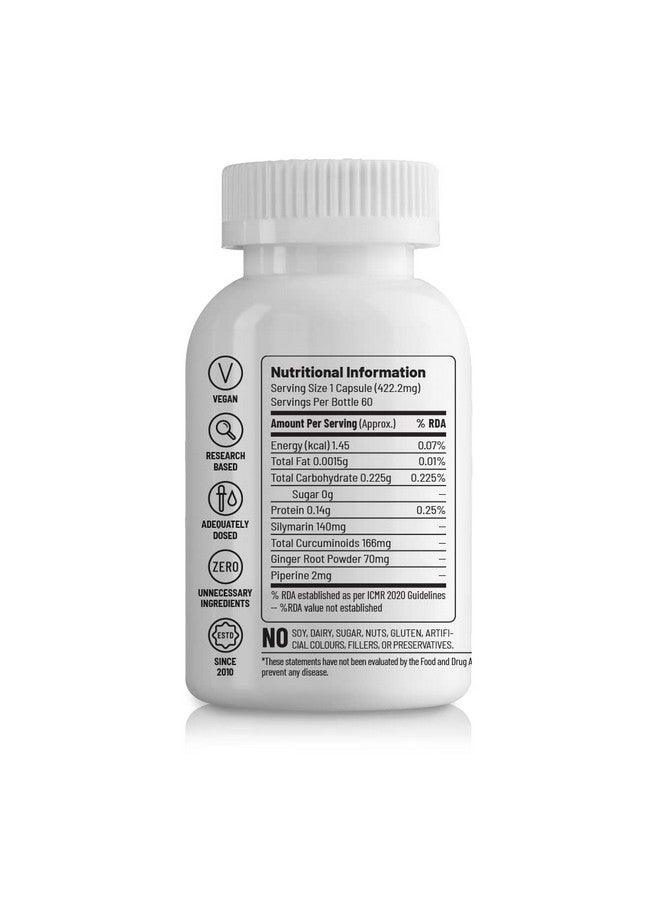 Unived Liver Health with Milk Thistle, Curcumin, & Ginger, Supports Liver Health & Detoxification, 60 Servings, 60 Vegan Capsules - Image 2