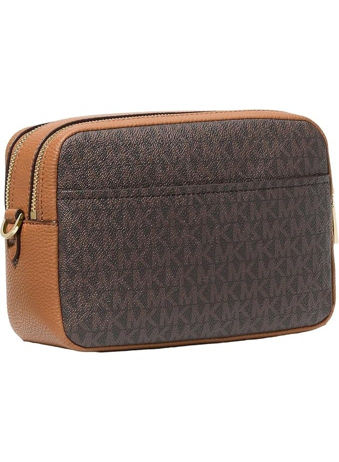 مايكل حقيبة مايكل كورس نسائية كروس بودي بنمط الكاميرا، بني بنقشة MK، سحاب مزدوج، حزام قابل للتعديل - Image 3