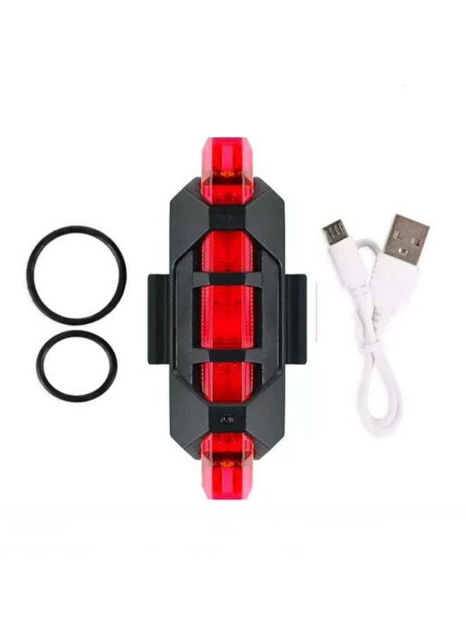 1 قطعة من مصباح خلفي دراجة جبلي USB محمول وقابل للشحن بـ 5 لمبات LED - Image 1