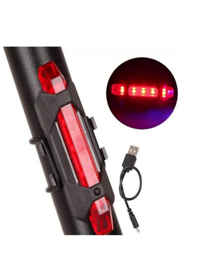1 قطعة من مصباح خلفي دراجة جبلي USB محمول وقابل للشحن بـ 5 لمبات LED - Image 2