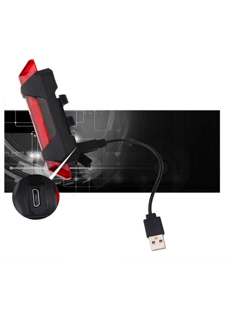 1 قطعة من مصباح خلفي دراجة جبلي USB محمول وقابل للشحن بـ 5 لمبات LED - Image 3