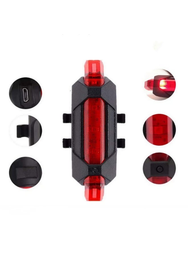 1 قطعة من مصباح خلفي دراجة جبلي USB محمول وقابل للشحن بـ 5 لمبات LED - Image 5