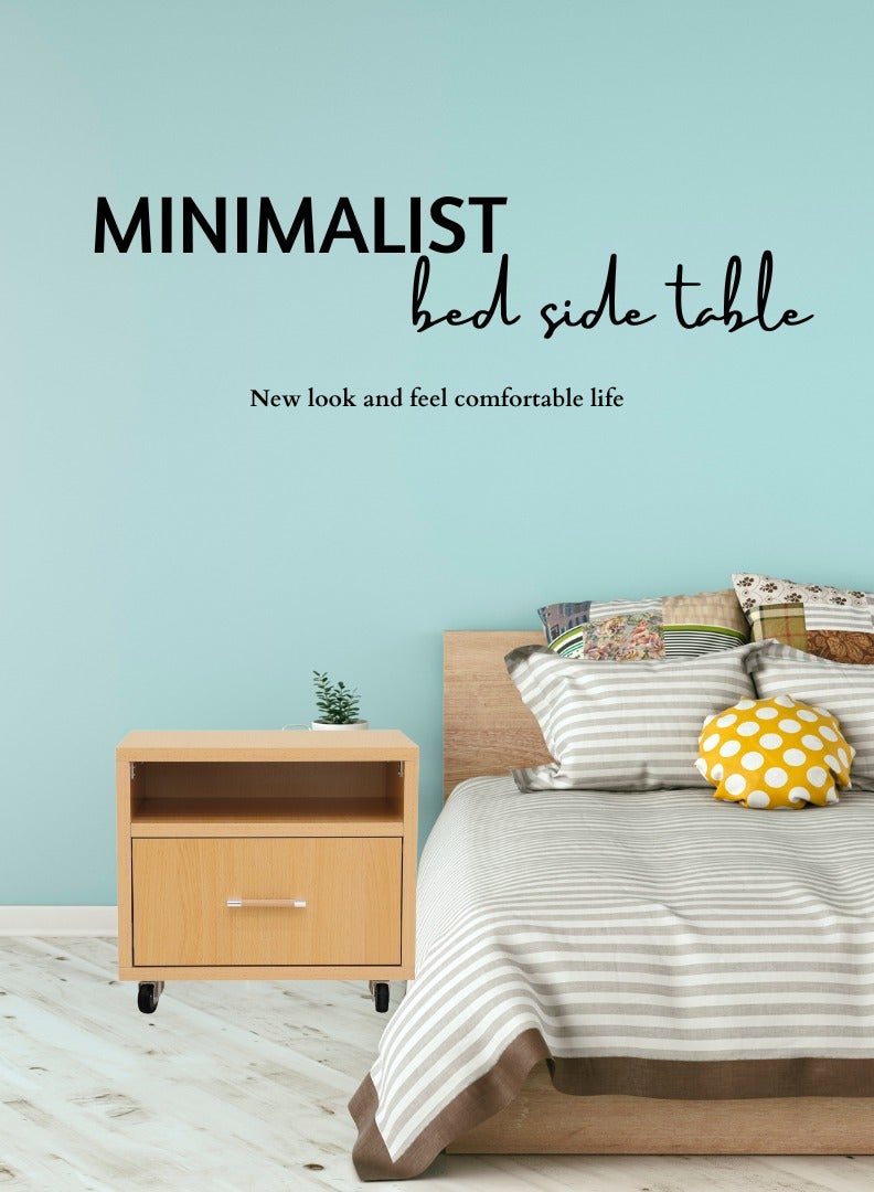 AFT Slim Minimalist Design Mini Nightstand /bedside Table / Mid Century Modern Design bedside table / Nightstand with One Drawer and Sturdy MDF Frame, Perfect for Modern Bedroom and living room Space, Ideal for small spaces, it combines functionality with style, offering storage without taking up much room. (Golden Beige) Arfan  - Image 2
