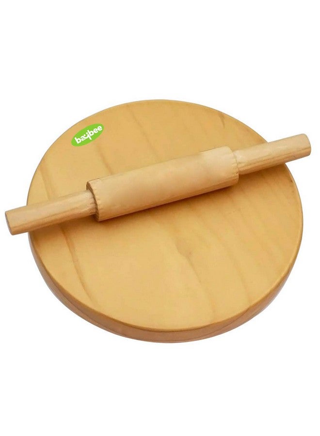 baybee wooden roti roller/rolling pin board for kids chapati maker for toddlers 3 years old and up, fun chakla belan toy set for kids boys & girls toys | activities toy for age 5+ years old kid-Beige - Image 1