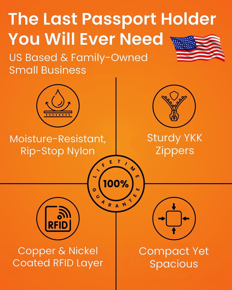 Zero Grid حامل جواز سفر للعائلة حتى 6 جوازات سفر، محفظة جواز سفر كبيرة وحامل مستندات سفر متميز مع حماية من سرقة RFID - 7 أكمام إضافية لحماية RFID - ظل - Image 3